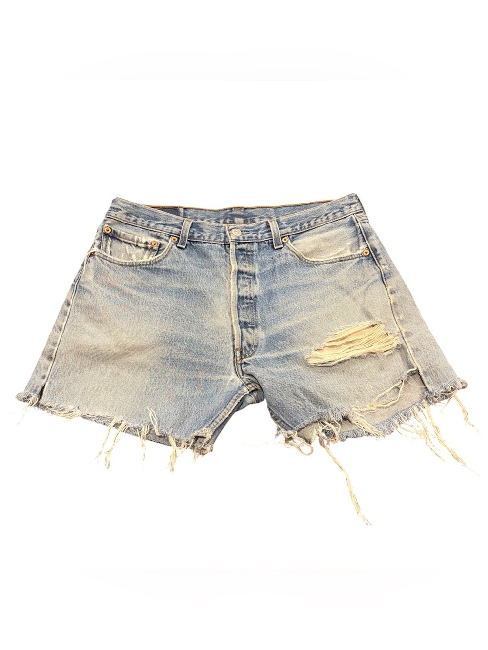 Vintage Levi's 501xx Distressed Denim Shorts Size 35